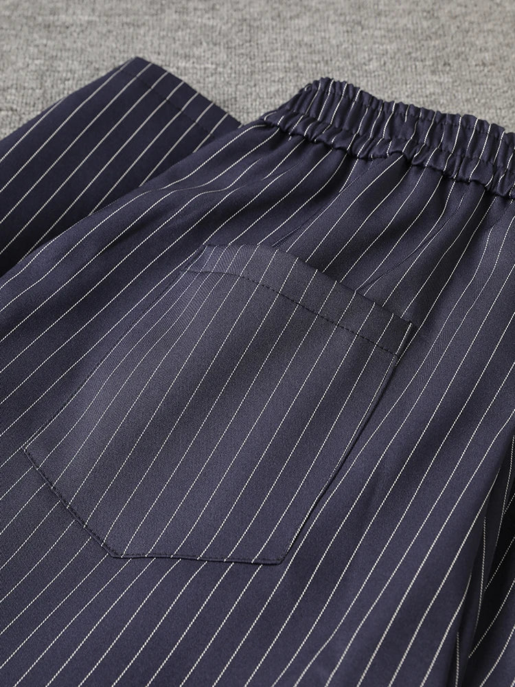 Women's Pinstripe Suit Set - Comfortable Elastic Waistband