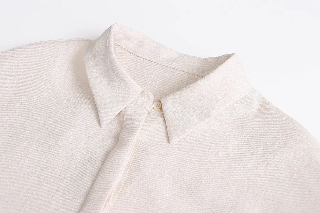 Linen Button-Up Shirt & Wide-Leg Trousers Set