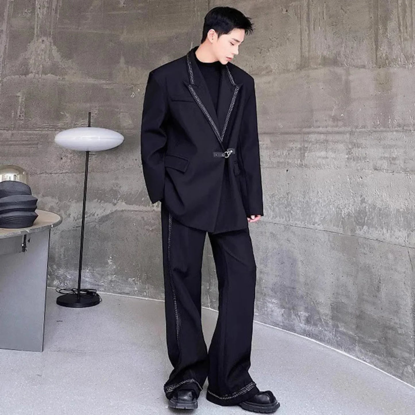 Exclusive Men's Relaxed Suit with Chain Detailing