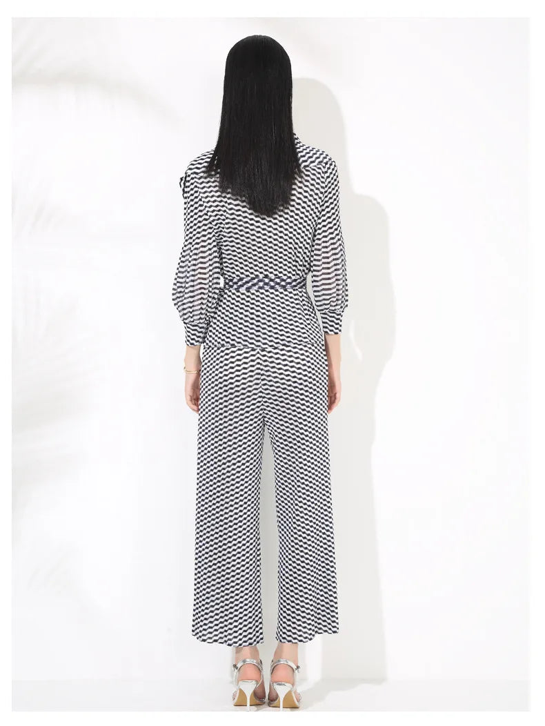 Relaxed Wavy Pleated Pant Set