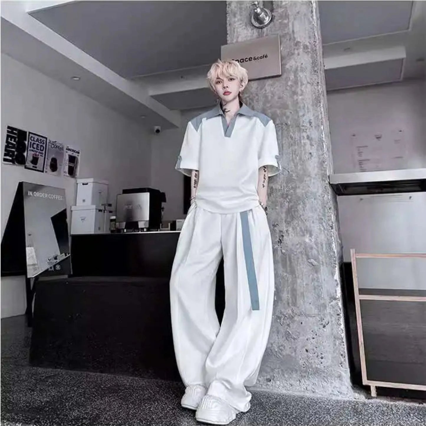 Men's Cotton Wide Leg Pant Set