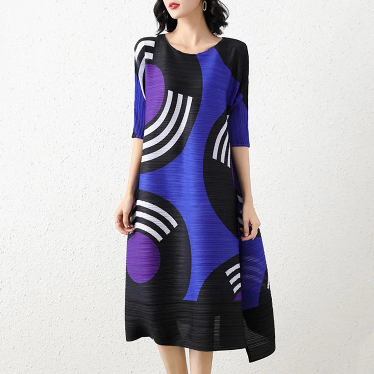 Luxury Geometric Pleated Dress