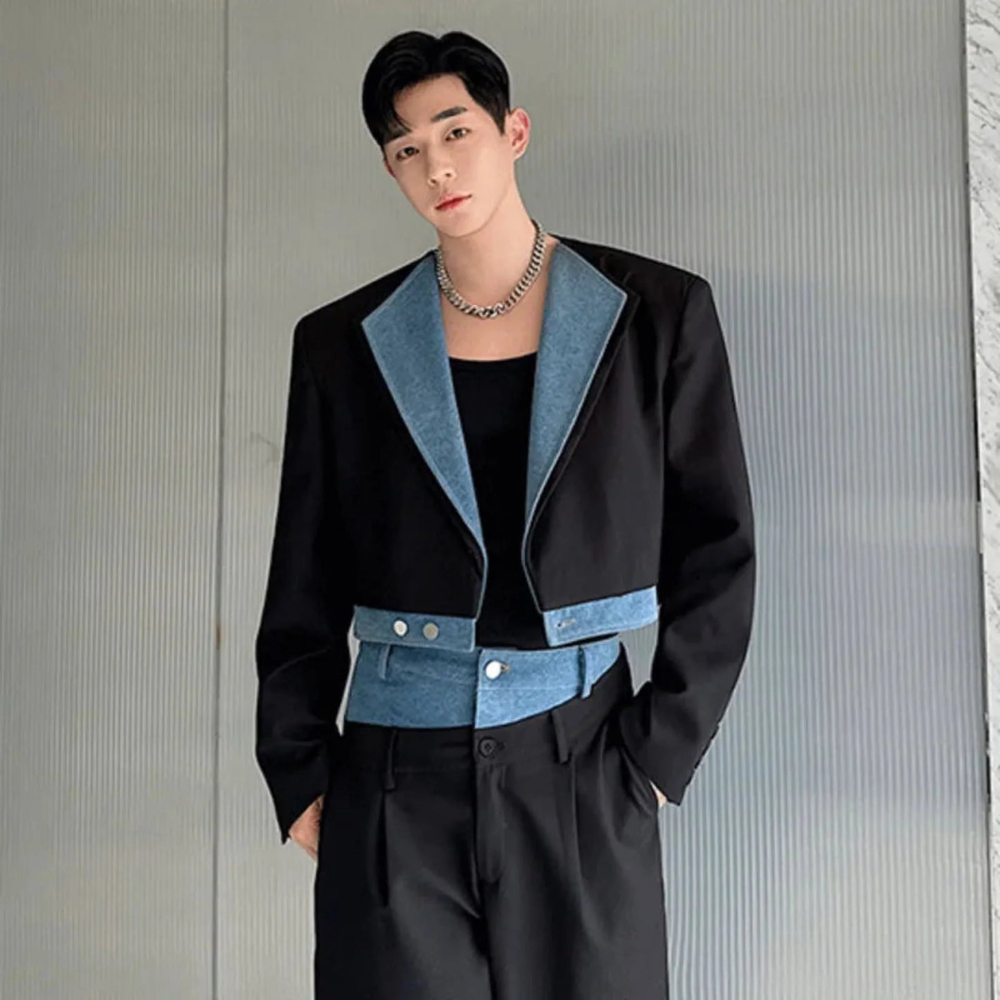 Men's 2-Piece Classic Denim Cropped Jacket & Pants Set