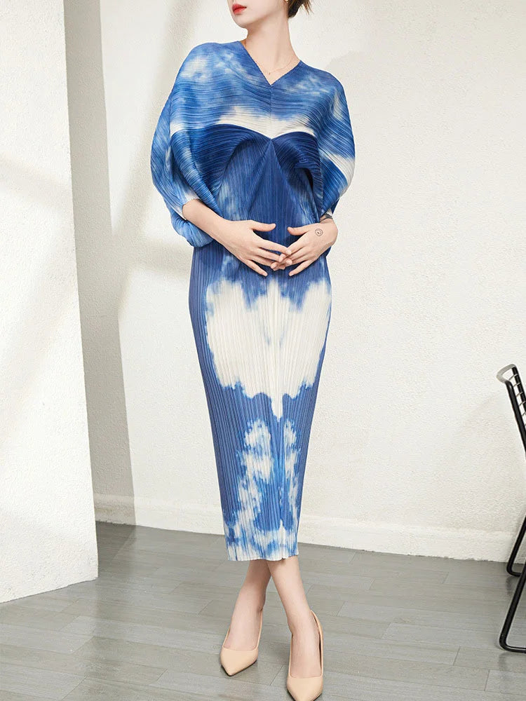 Women's Cloudscape Pleated Midi Dress