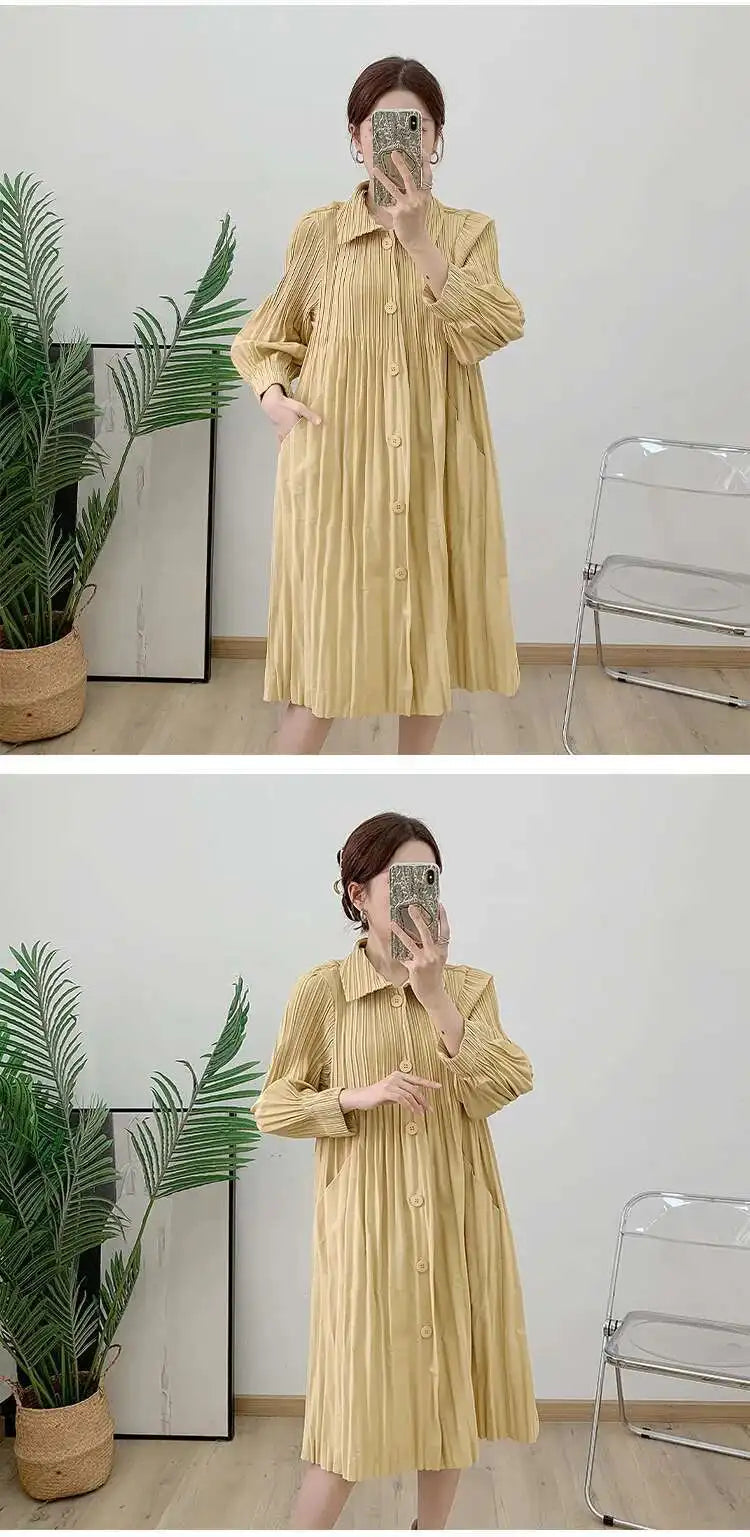 Daily Japanese Pleated Coat