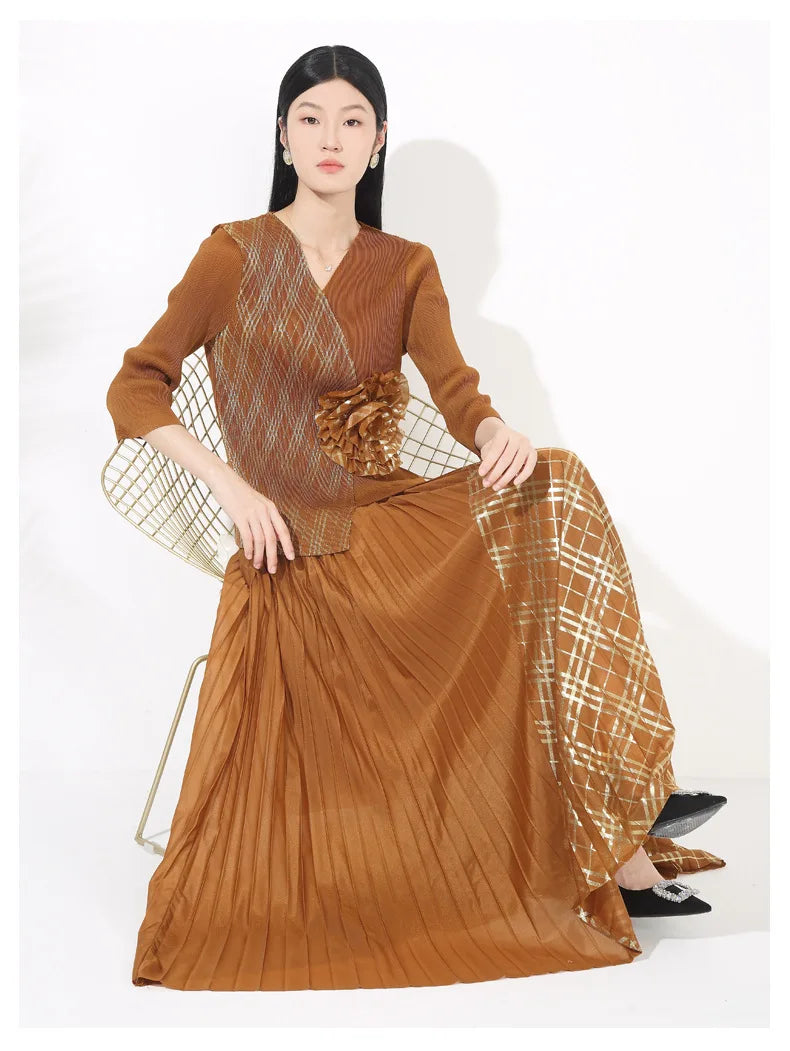 Luxury Petite Pleated Skirt Set