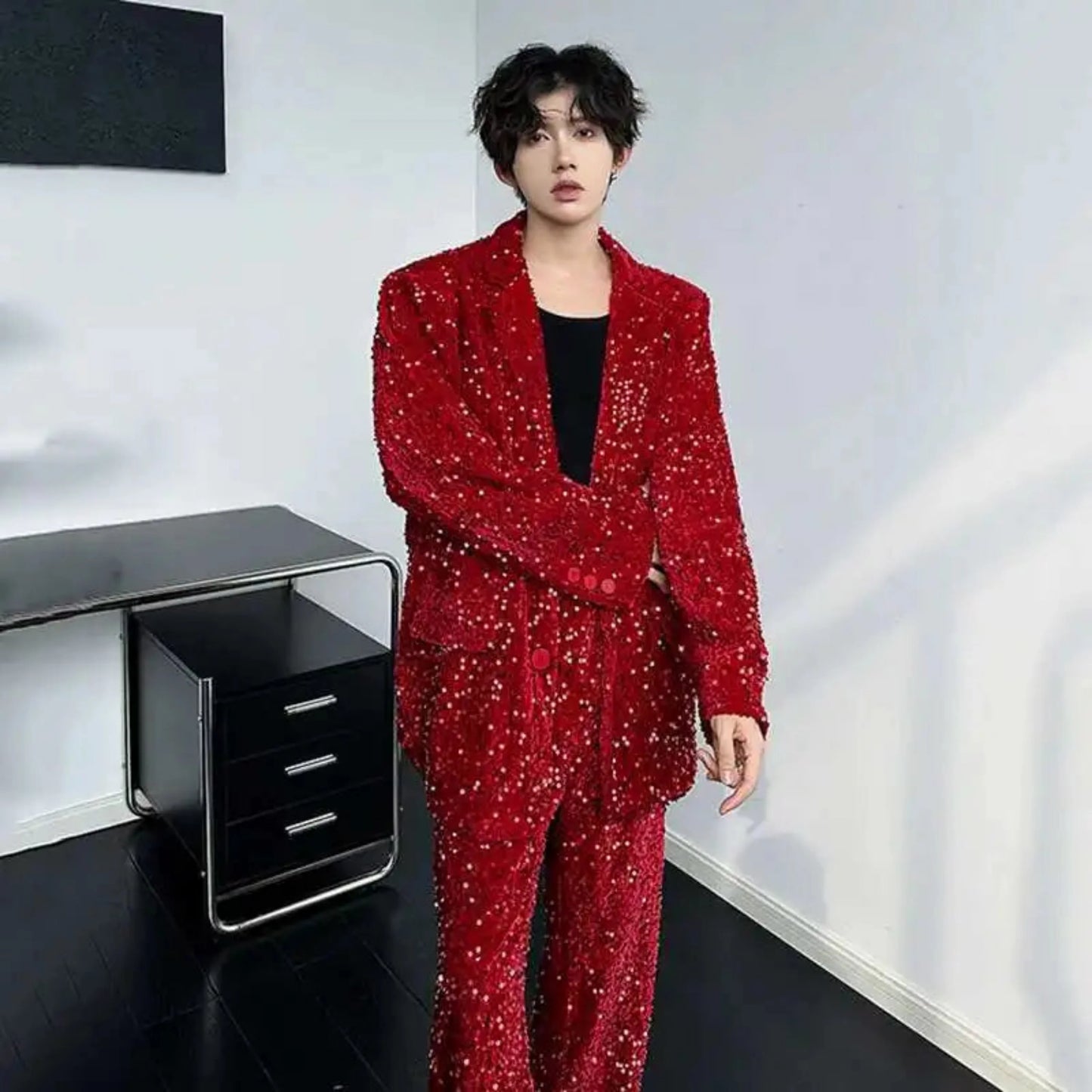Men's Luxury Sequin Pant Suit