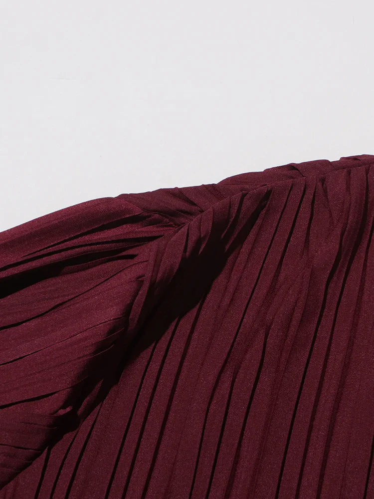 Women's Luxury Pleated Long Skirt 2-Piece Set