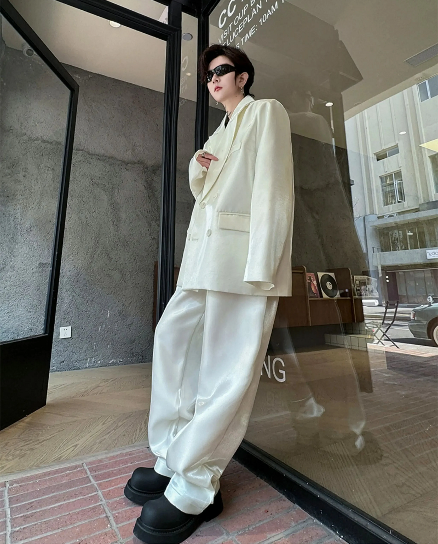 Men's Oversized Satin Blazer & Pants Suit Set
