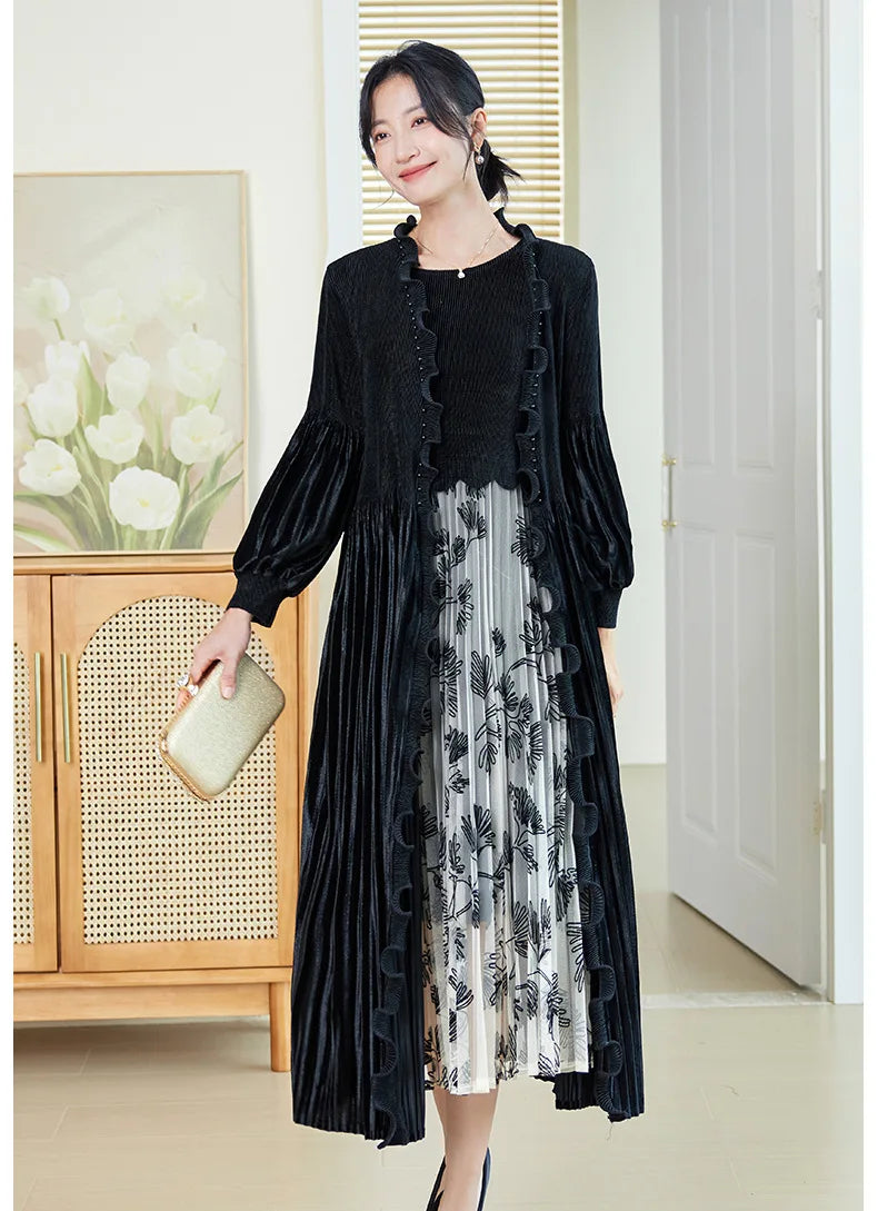 Couture Truly Pleated Dress & Cardigan Set