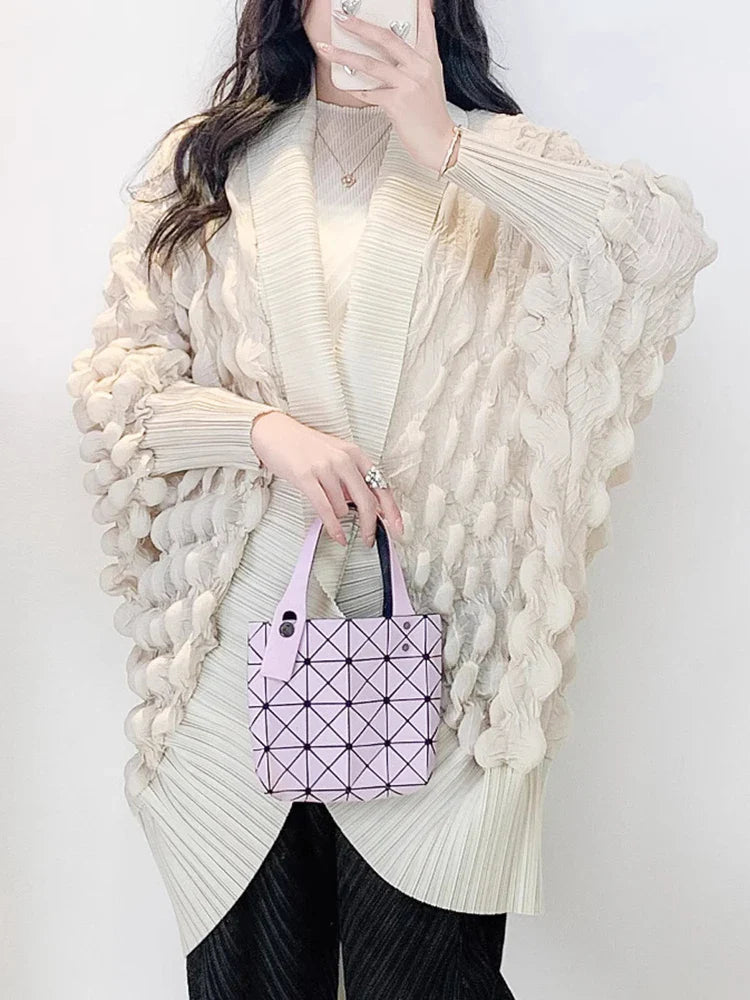 Truly Plissé Pleated Ripple Cardigan Coat
