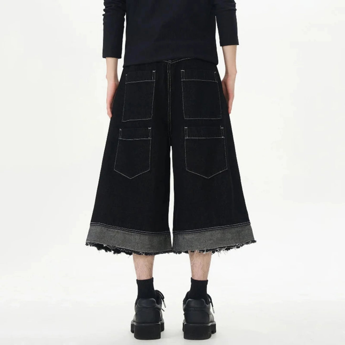 Men's Japanese Denim Wide-Leg Culottes