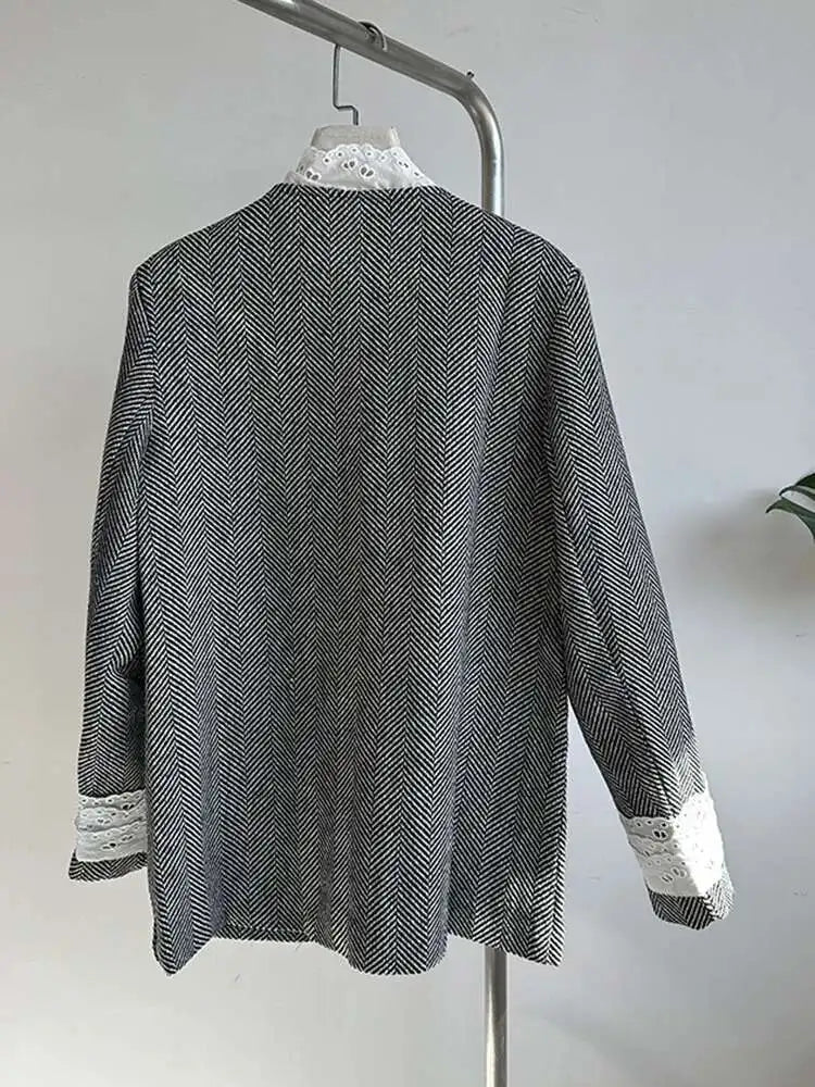 Lace Herringbone Oversized Blazer