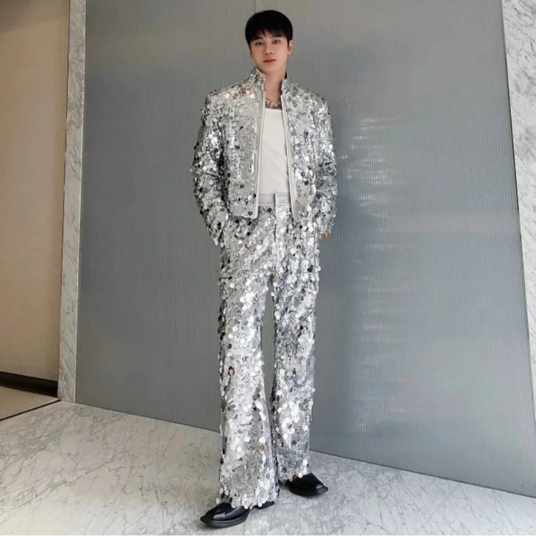 Men's Luxury Sequin Jacket & Pants 2-Piece Suit Set