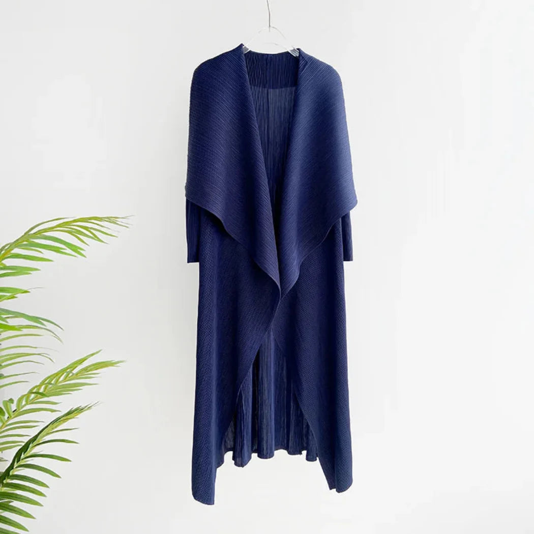 Truly Plissé Pleated Oversized Collar Coat