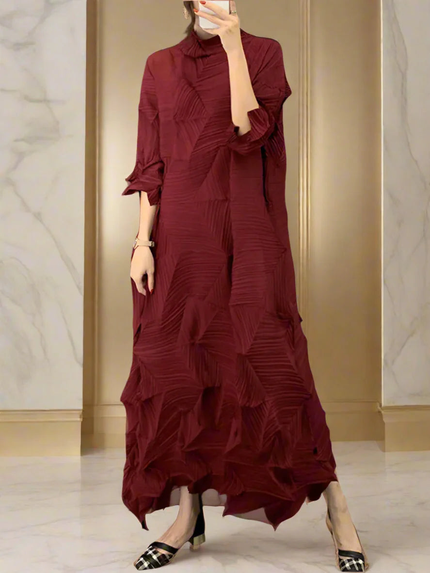 Luxe Geometric Japanese Pleated Dress