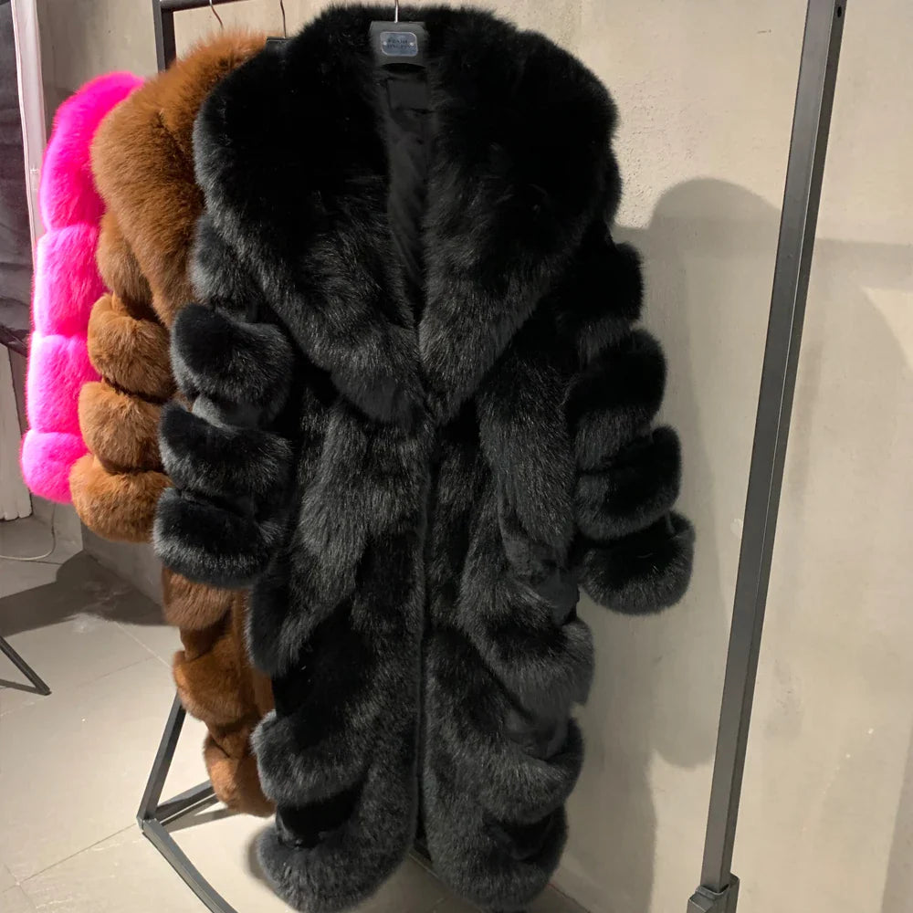 Authentic Couture Full Length Tiered Fox Fur Coat