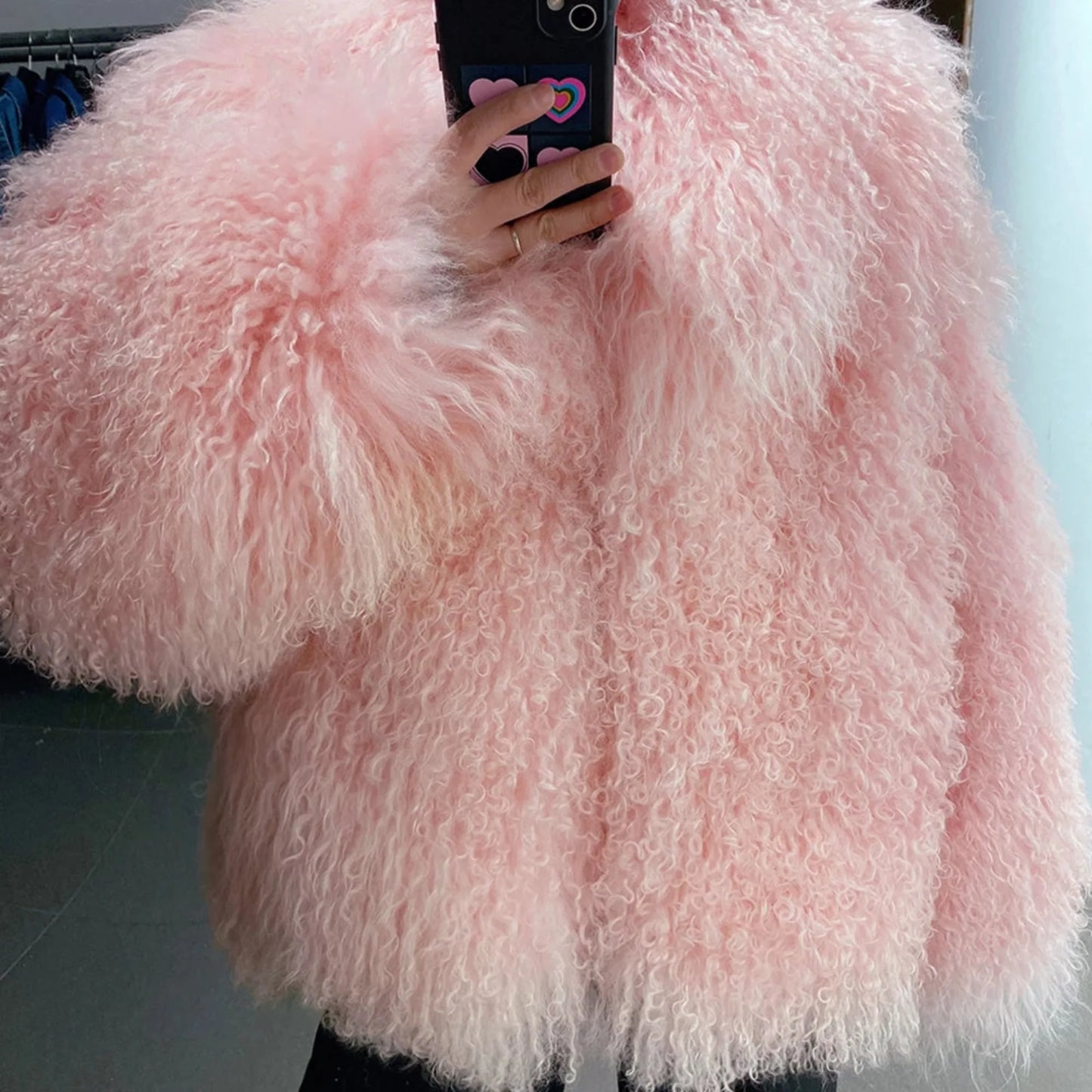 100% Genuine Fur Plush Shaggy Coat