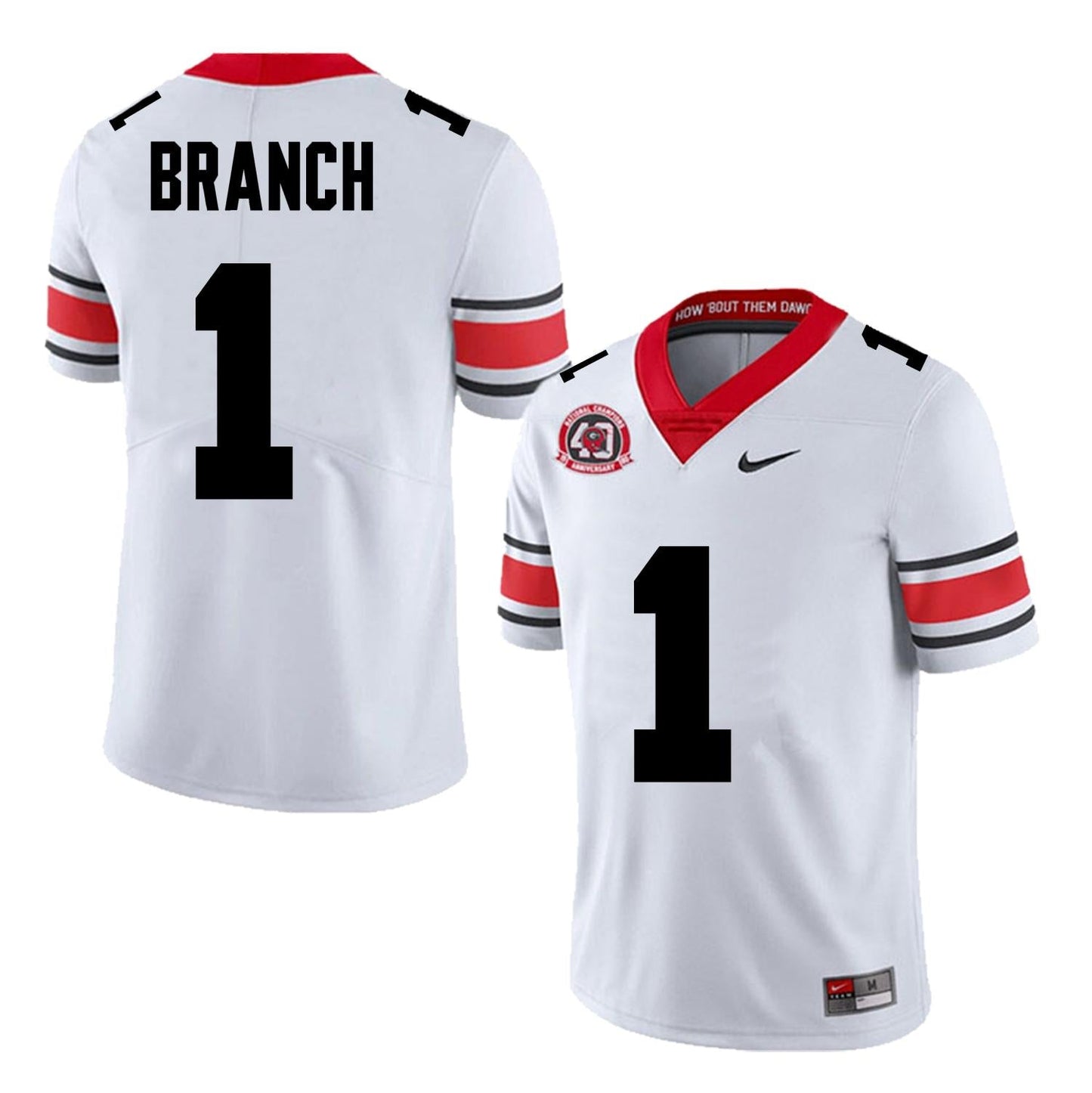 Men’s #1 Zachariah Branch Georgia Bulldogs Football Jersey