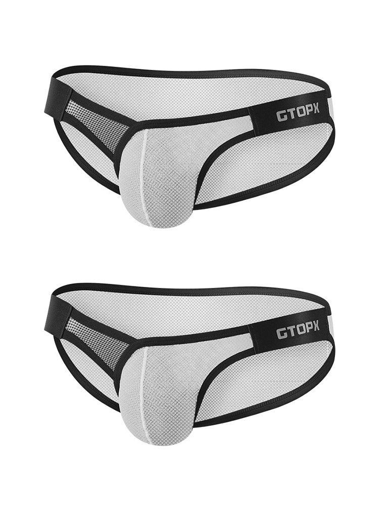 2 Pack Men's U-Pouch Sheer Mesh Briefs