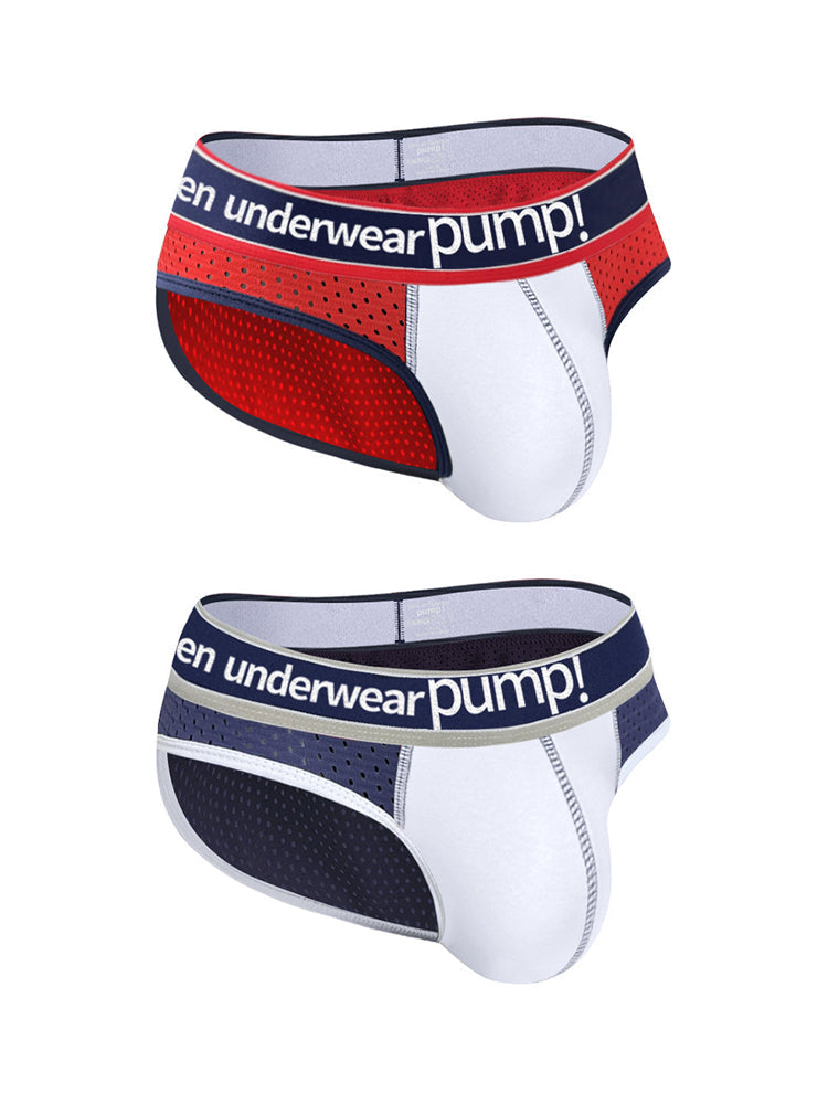 2 Pack Men's Breathable Mesh Comfortable U-convex Large Pouch Sports Briefs