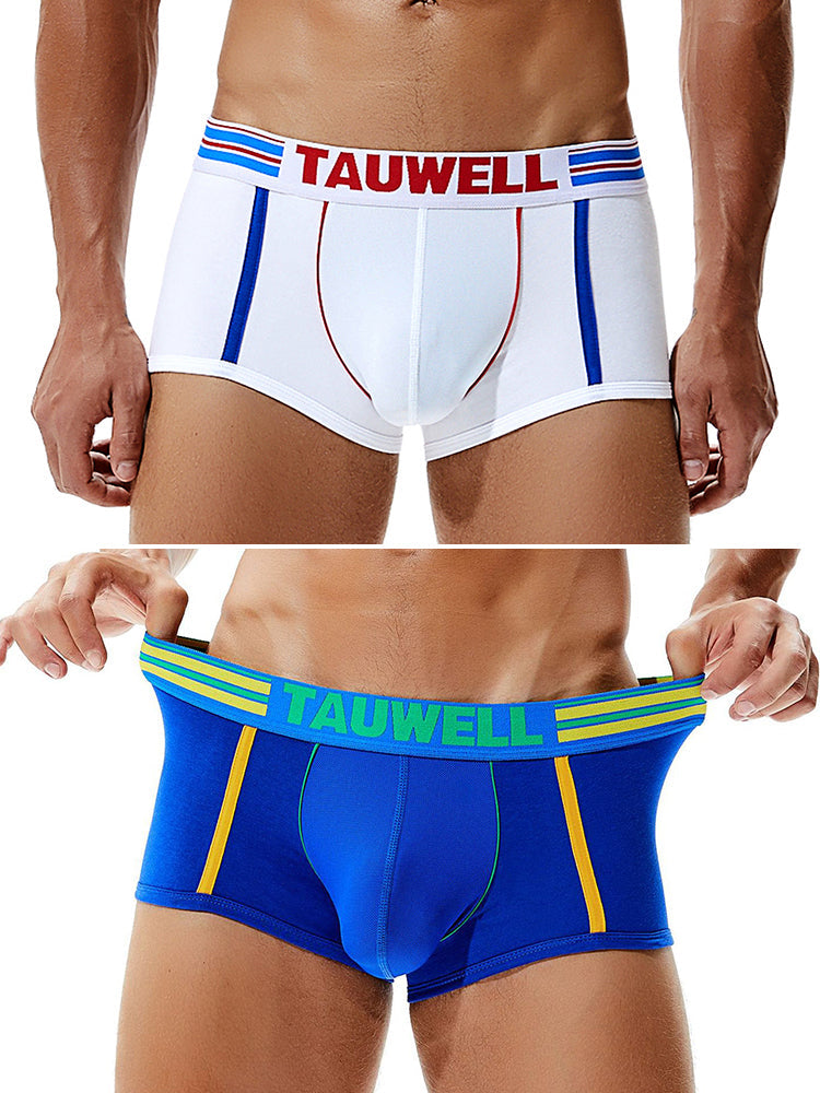 2 Pack Men's Low-Rise Cotton Breathable Trunks Suitable for Sports