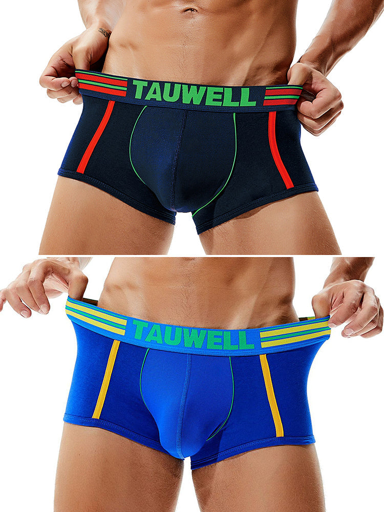 2 Pack Men's Low-Rise Cotton Breathable Trunks Suitable for Sports