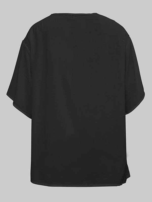 Original Irregular Casual Solid Color Pleated T-Shirt Top
