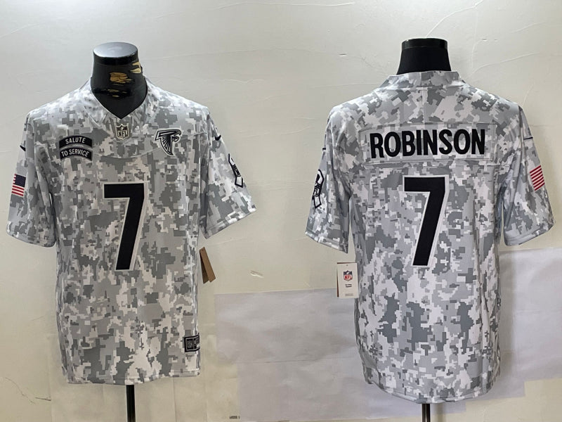 Men’s Atlanta Falcons Bijan Robinson #7 Arctic Camo 2024 Salute to Service Limited Jersey