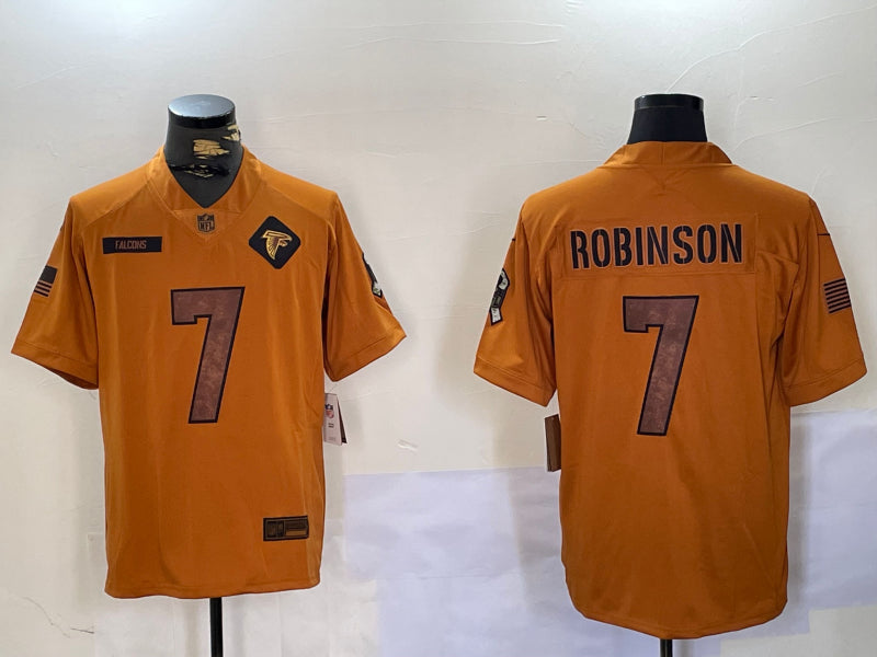 Men’s Atlanta Falcons Bijan Robinson #7 Brown Salute To Service Limited Jersey