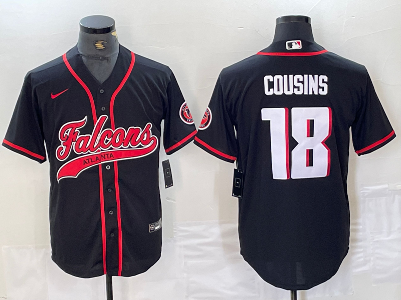 Men’s Atlanta Falcons Kirk Cousins #18 Black Jersey Joint Edition