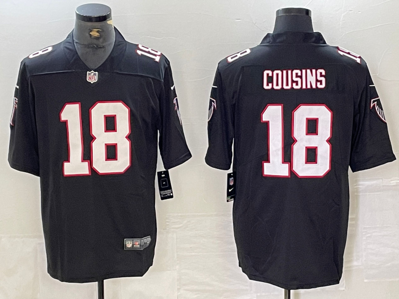 Men’s Atlanta Falcons Kirk Cousins #18 Black Jersey