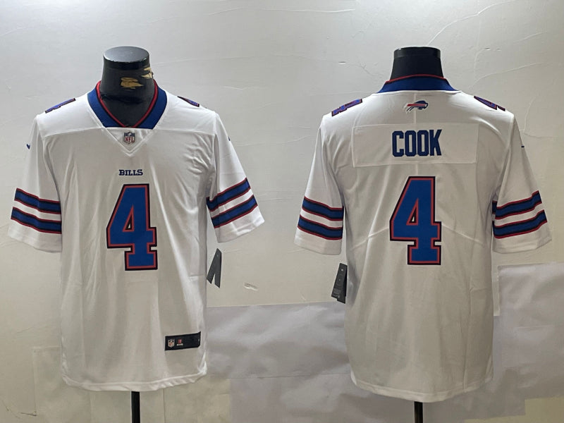 Men’s Buffalo Bills James Cook #4 White Jersey