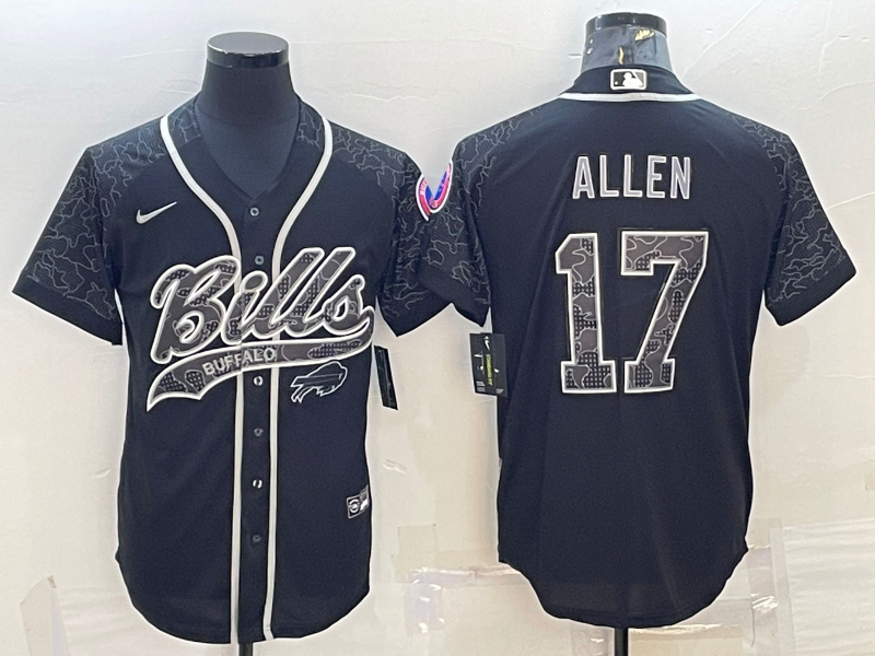 Men’s Buffalo Bills Josh Allen #17 Black RFLCTV Limited Jersey Joint Edition