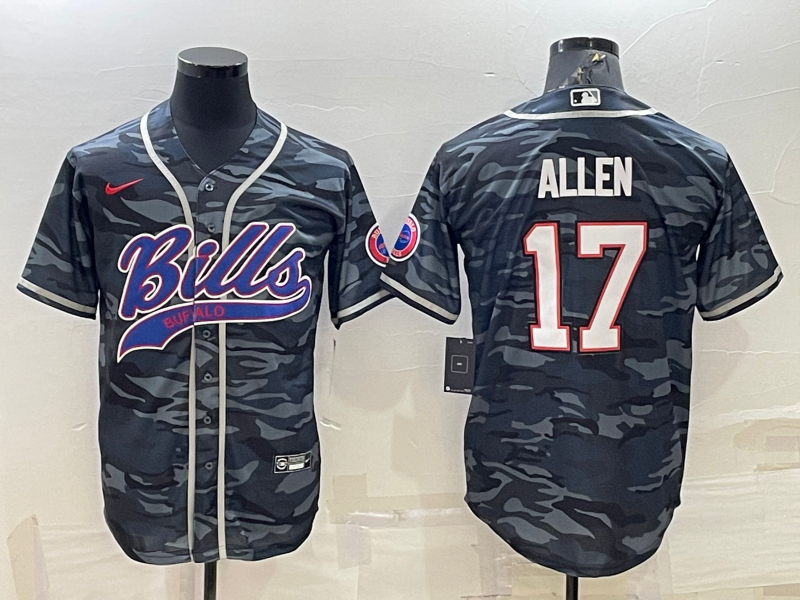 Men’s Buffalo Bills Josh Allen #17 Grey Camouflage Jersey Joint Edition