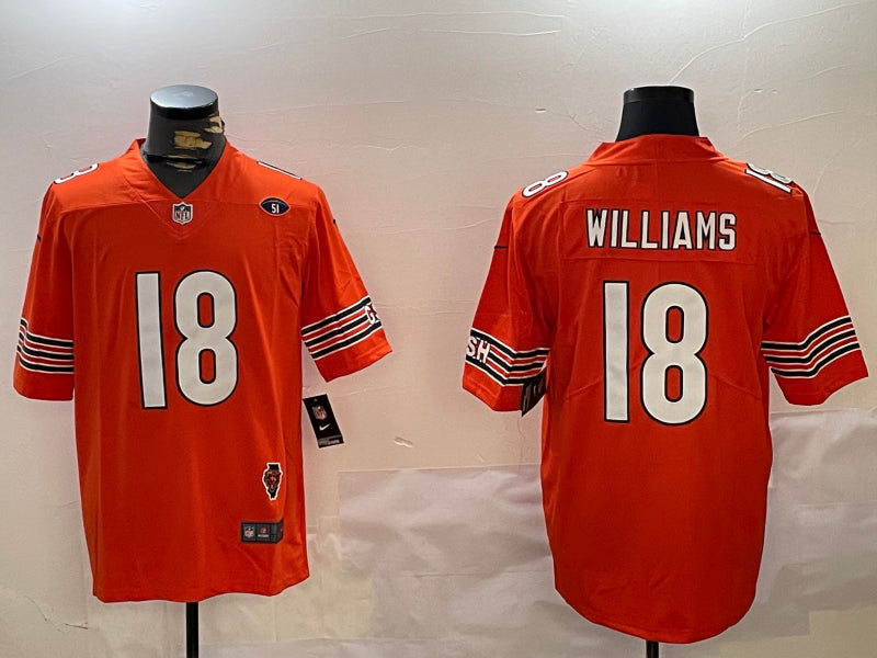 Men’s Chicago Bears Caleb Williams #18 Orange Jersey