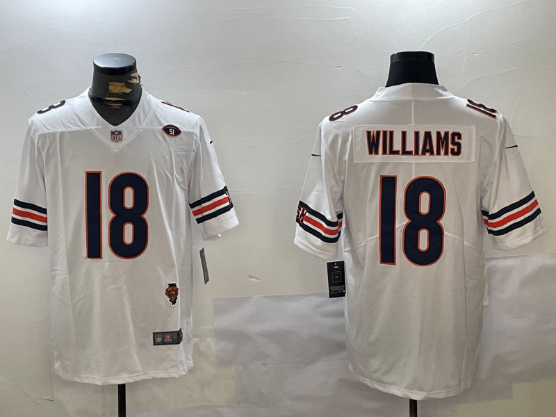 Men’s Chicago Bears Caleb Williams #18 White Jersey