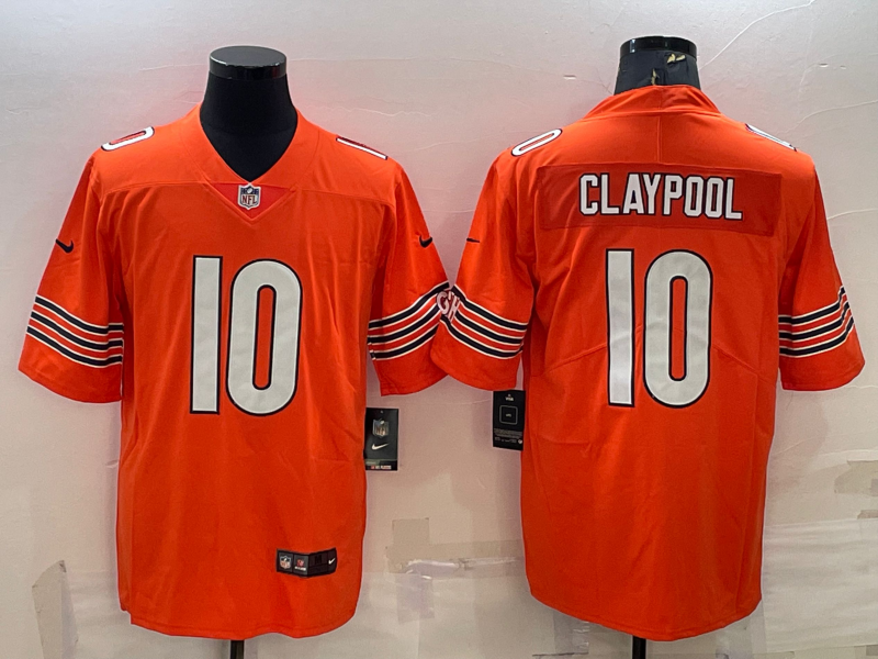 Men’s Chicago Bears Chase Claypool #10 Orange Jersey