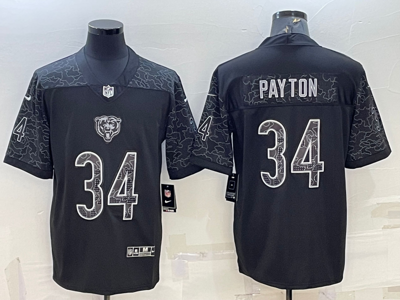 Men’s Chicago Bears Walter Payton #34 Black RFLCTV Limited Jersey