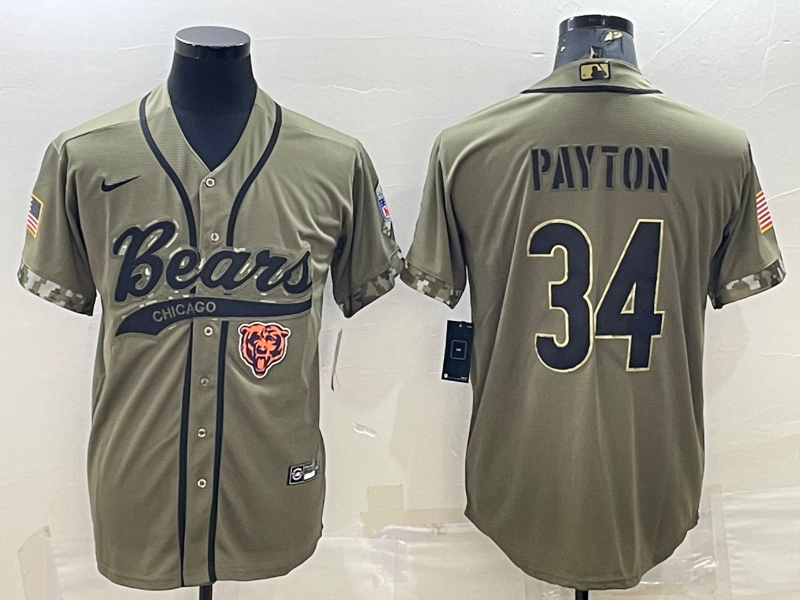 Men’s Chicago Bears Walter Payton #34 Olive 2022 Salute To Service Limited Jersey Joint Edition