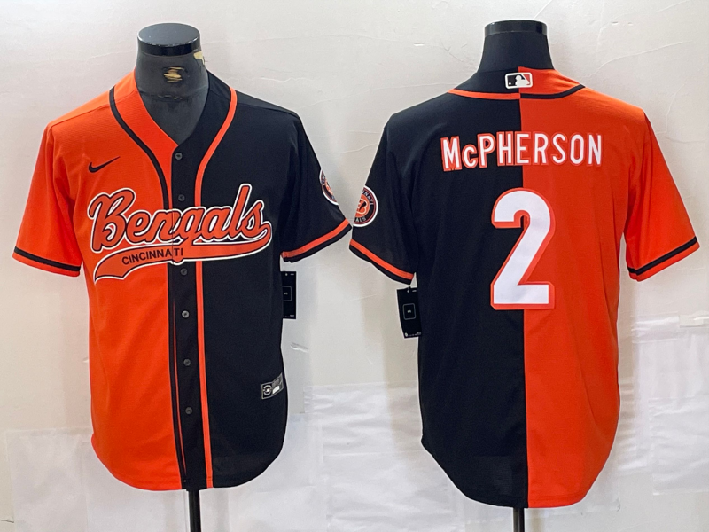 Men’s Cincinnati Bengals Evan McPherson #2 Orange/Black Jersey Joint Edition