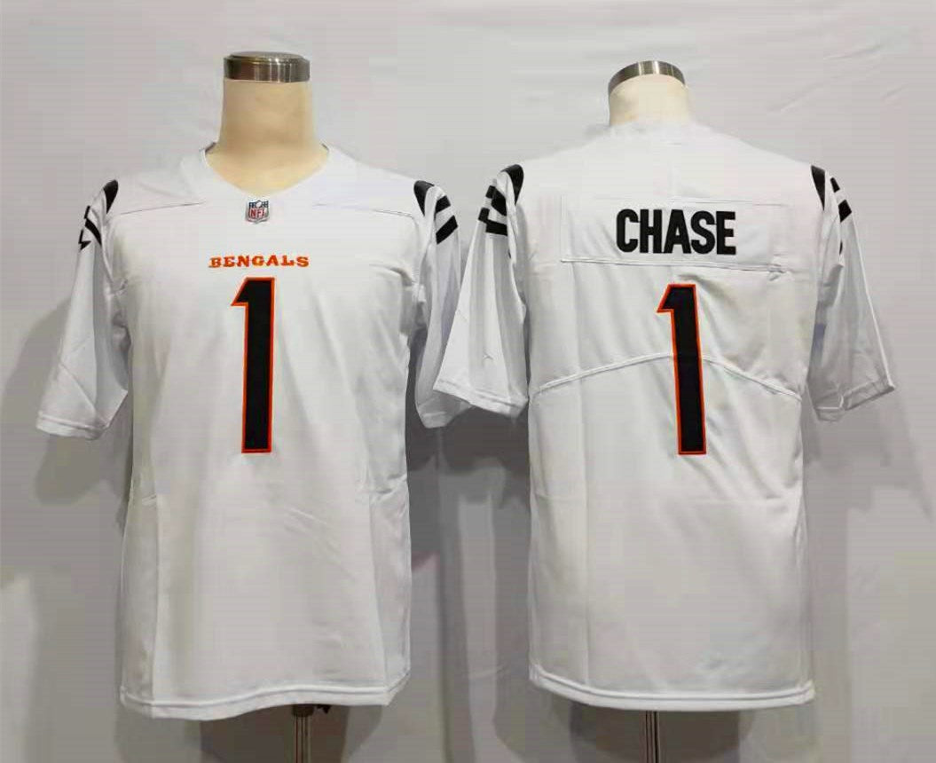 Men’s Cincinnati Bengals Ja’Marr Chase #1 White Jersey