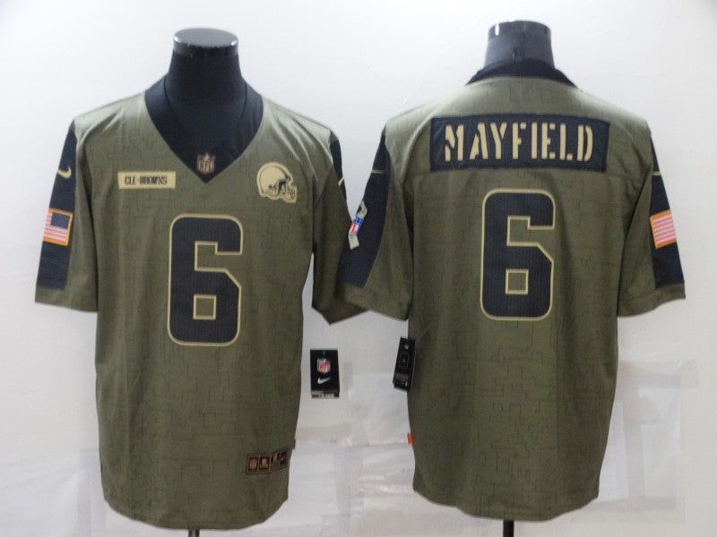 Men’s Cleveland Browns Baker Mayfield #6 Olive Jersey