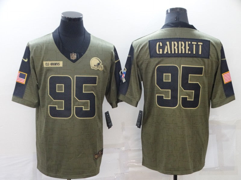 Men’s Cleveland Browns Myles Garrett #95 Olive Jersey