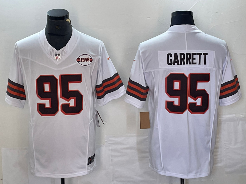 Men’s Cleveland Browns Myles Garrett #95 White 1946 Collection Alternate Jersey