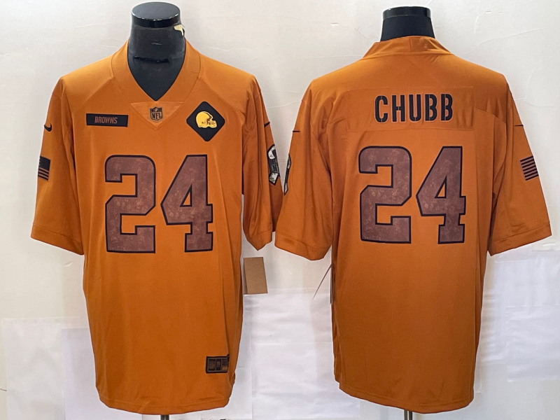 Men’s Cleveland Browns Nick Chubb #24 Brown 2023 Salute To Service Limited Jersey