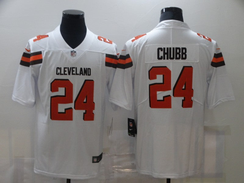 Men’s Cleveland Browns Nick Chubb #24 White Jersey