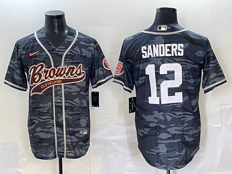 Men’s Cleveland Browns Shedeur Sanders #12 Gray Camouflage Jersey