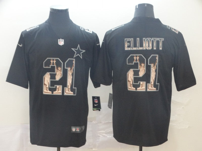 Men’s Dallas Cowboys #21 Ezekiel Elliott Black Alternate Jersey