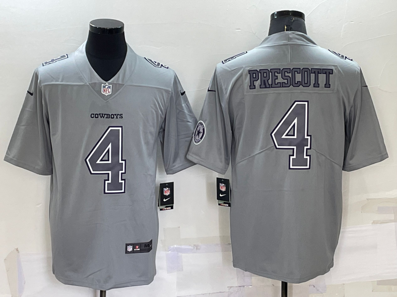 Men’s Dallas Cowboys Dak Prescott #4 Gray Atmosphere Jersey